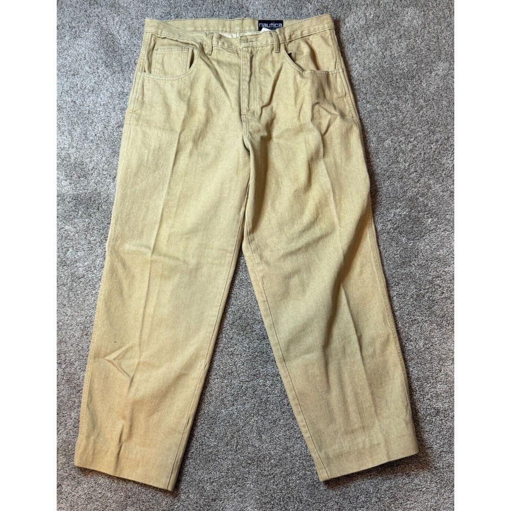 VINTAGE Nautica Pants Mens Sz 10 Khaki Rigger Slacks Cotton Tan